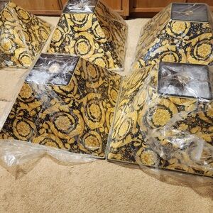 Versace Barocco Elegant Black and Gold Lampshades. Price for each
